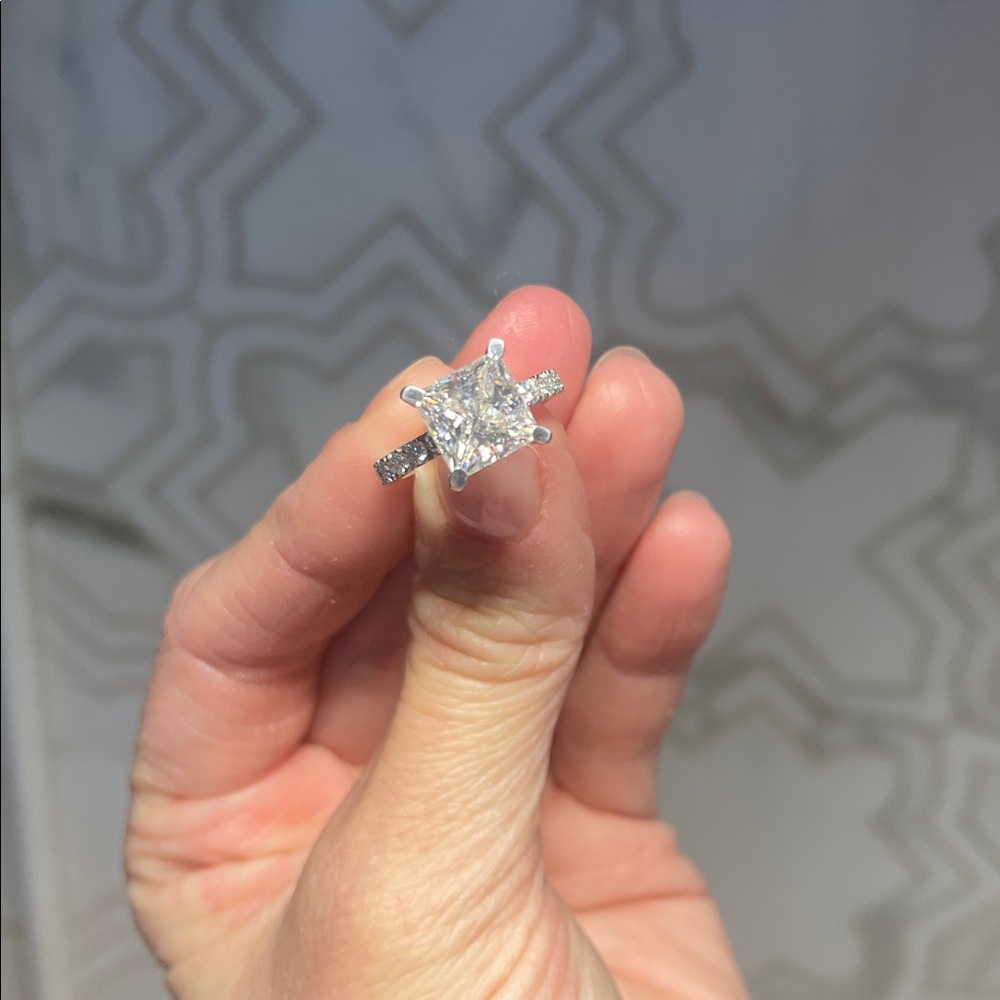 3 Carat Princess Cut Moissanite Engagement Ring - Picture 4 of 8